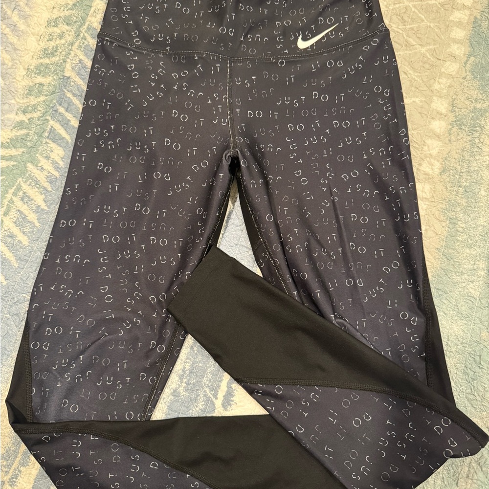 Nike Black Dri-FIT Leggings with Just Do It Print
